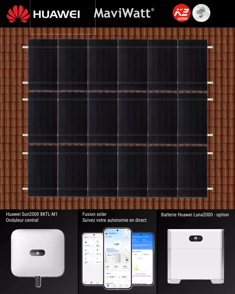 installation solaire clé en main Huawei avec 18 panneaux
