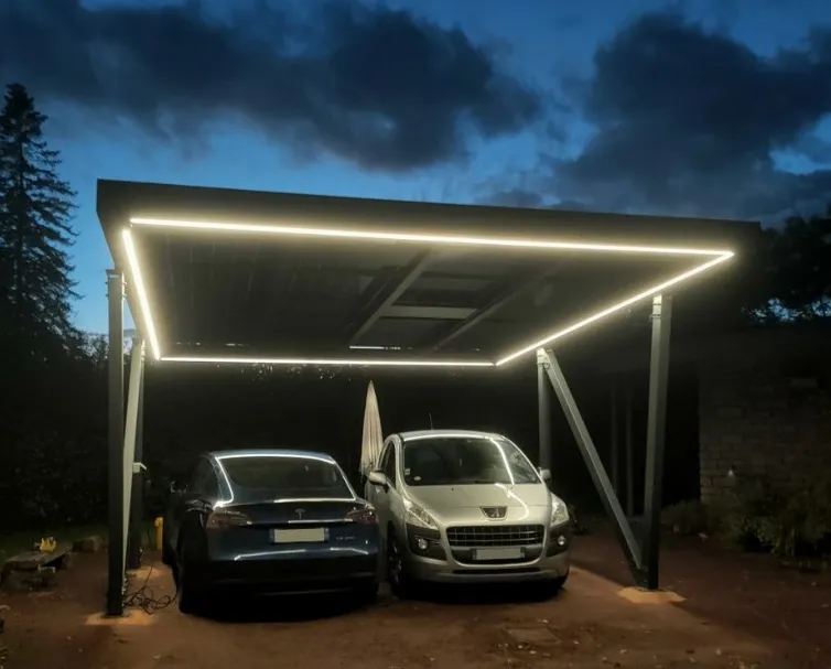 abris photovoltaique avec led