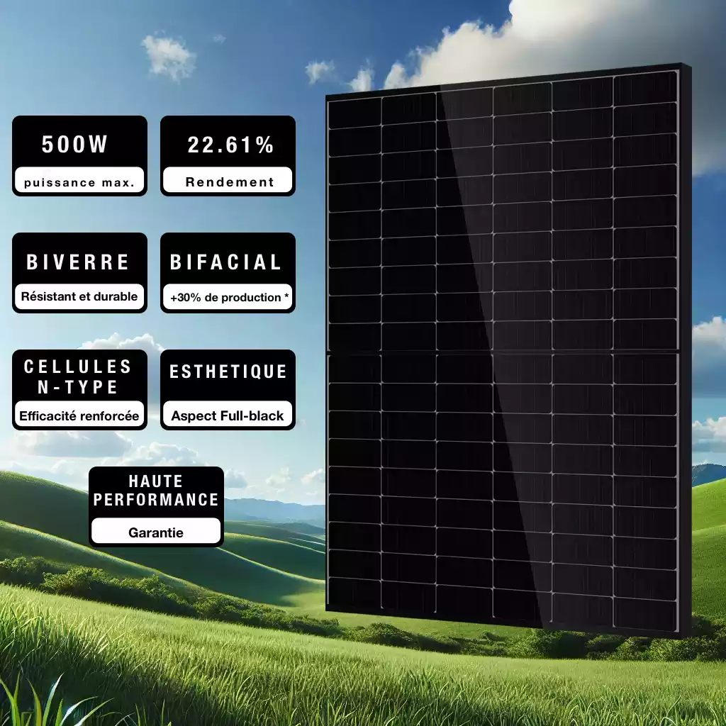 panneaux photovoltaïque 500Wc bi facial bi verre