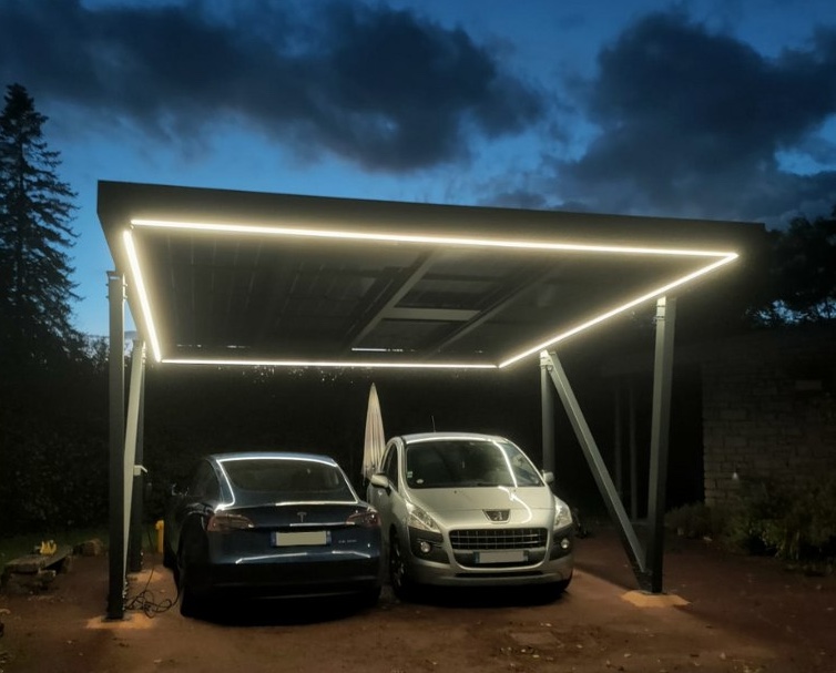 carport photovoltaïque avec led d'éclairage